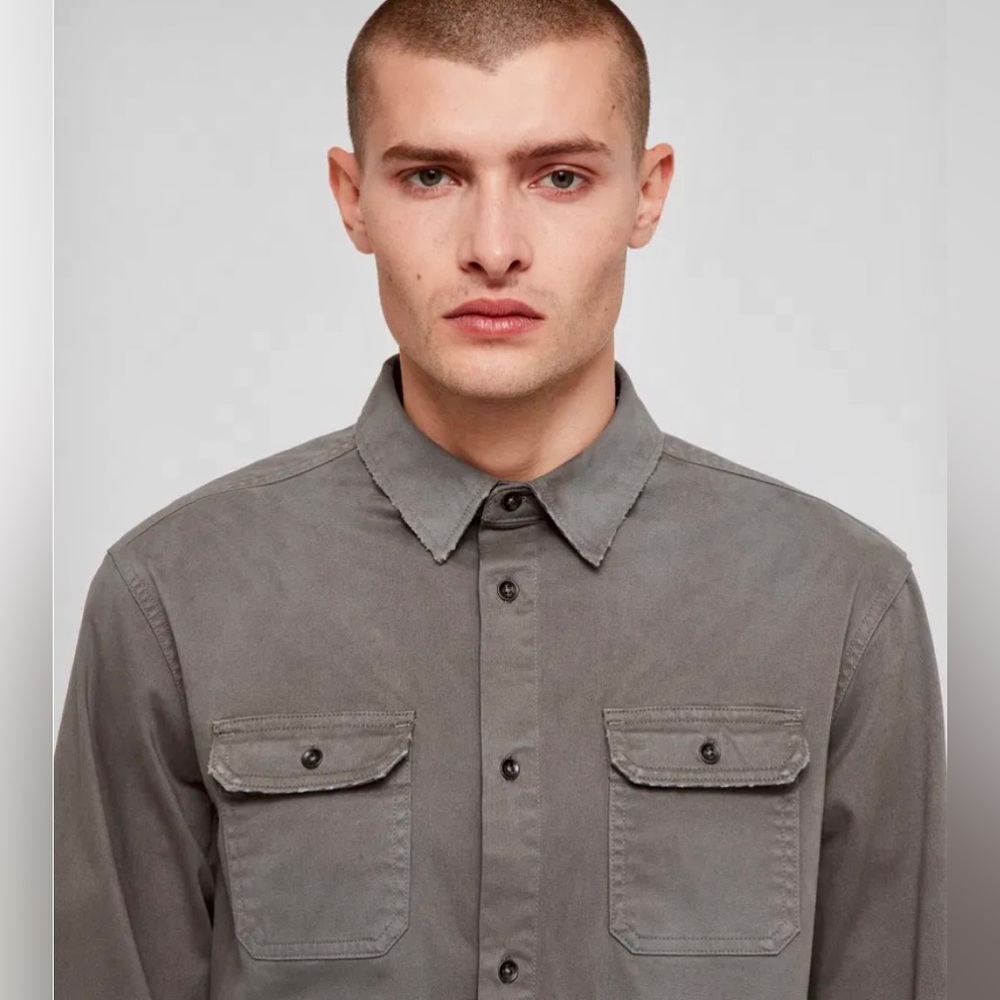 AllSaints Bryant Shirt in Light Khaki Green